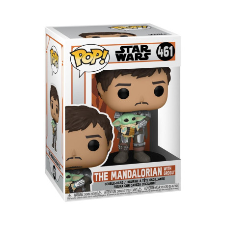 Funko Pop! Disney Star Wars: the Mandalorian - the Mandalorian With Grogu #461 Bobble-Head Vinyl Figure