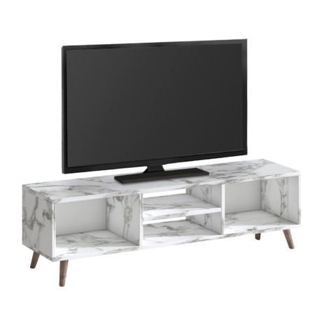Έπιπλο Τηλεόρασης Loren Megapap Χρώμα Λευκό εφέ Μαρμάρου 120x30x40εκ.
