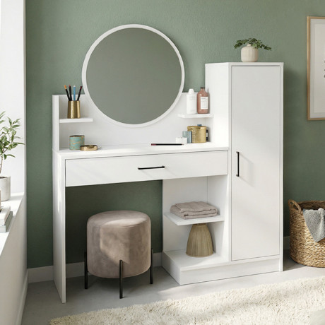 Τουαλέτα με Καθρέπτη Andera Megapap Χρώμα Λευκό 123,9x35x144,4εκ.