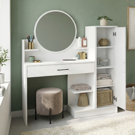 Τουαλέτα με Καθρέπτη Andera Megapap Χρώμα Λευκό 123,9x35x144,4εκ.