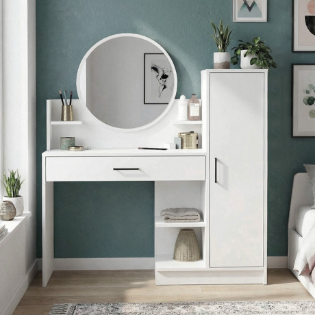 Τουαλέτα με Καθρέπτη Andera Megapap Χρώμα Λευκό 123,9x35x144,4εκ.