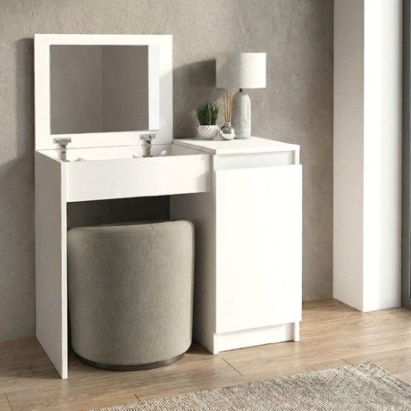 Τουαλέτα με Καθρέπτη Huma Megapap Χρώμα Λευκό 90x45x118,2εκ.