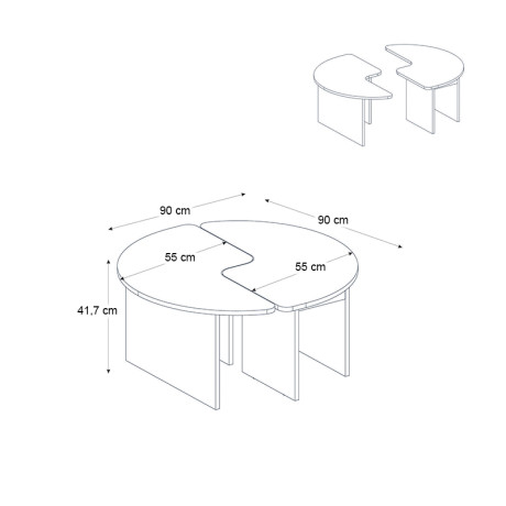 Τραπεζάκι Σαλονιού σετ 2 τμχ Dorena Megapap Χρώμα Sencron Black Ø90x41,7εκ.