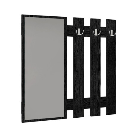 Κρεμάστρα Τοίχου με Καθρέπτη Folin Megapap Χρώμα Sencron Black 90x4x90εκ.