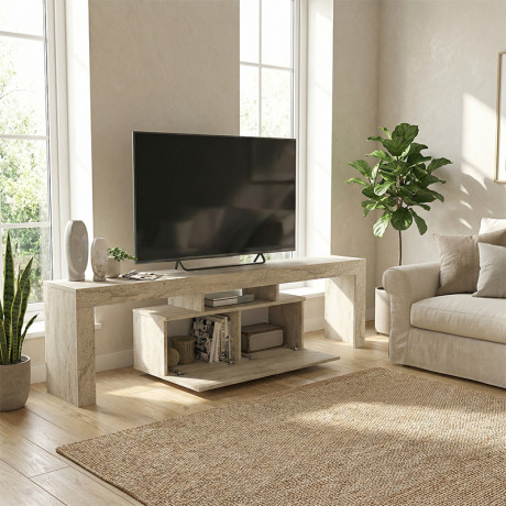 Έπιπλο Τηλεόρασης Woodra Megapap Χρώμα Travertine 180x31,3x50,2εκ.