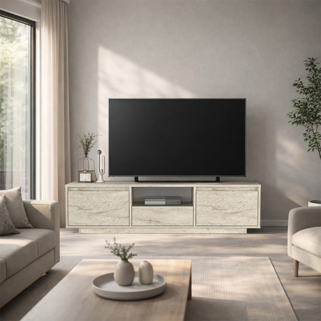 Έπιπλο Τηλεόρασης Lumbera Megapap Χρώμα Travertine 160x29,5x42εκ.