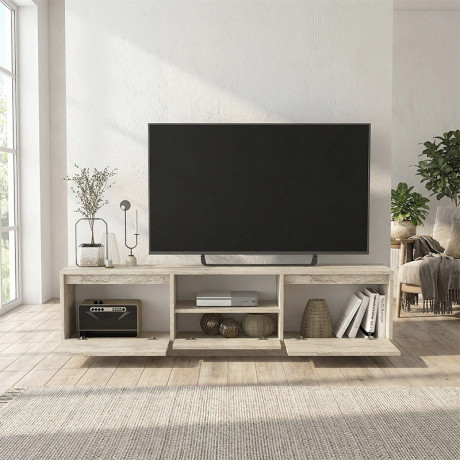 Έπιπλο Τηλεόρασης Lumbera Megapap Χρώμα Travertine 160x29,5x42εκ.