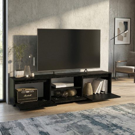 Έπιπλο Τηλεόρασης Lumbera Megapap Χρώμα Sencron Black 160x29,5x42εκ.