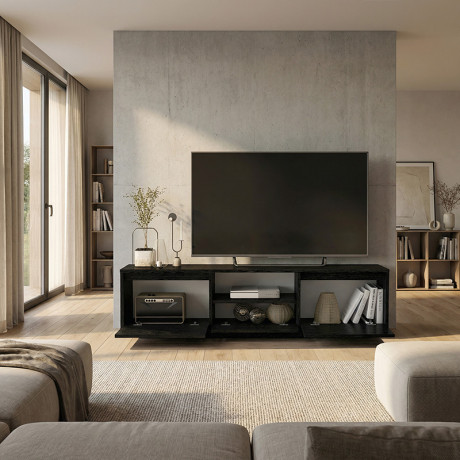 Έπιπλο Τηλεόρασης Lumbera Megapap Χρώμα Sencron Black 160x29,5x42εκ.