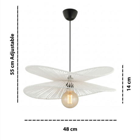 Φωτιστικό Οροφής Dafodil Megapap e27 από Σχοινί Μονόφωτο Χρώμα Λευκό Ø48x55εκ.