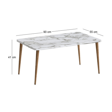 Τραπεζάκι Σαλονιού Plane Megapap Χρώμα Λευκό εφέ Μαρμάρου 90x55x41εκ.