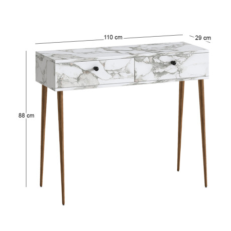 Κονσόλα Alis Megapap Χρώμα Λευκό εφέ Μαρμάρου 110x29x88εκ.