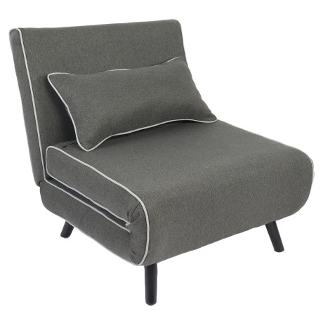 Κρεβάτι Ράντζο ArteLibre CALISTA Γκρι/Γκρι Ανοιχτό Ύφασμα/Ξύλο/Μέταλλο 78x200x28cm