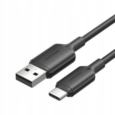 Vention usb 2.0 a Male to c Male 3a Cable 1m Black pvc Type (Ctqbf) (Venctqbf)