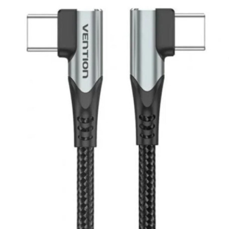 Vention usb 2.0 c Male to c Male Dual Right Angle 5a Cable 0.5m Gray Aluminum Alloy Type (Tanhd) (Ventanhd)