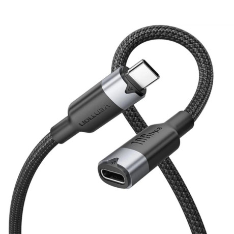 Vention usb 3.2 Gen2 c Male to c Male 10gbps Cable 1m Black Aluminum Alloy Type (Trgbf) (Ventrgbf)