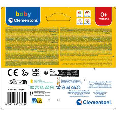 Baby Clementoni Βρεφικό Λούτρινο Λαγουδάκι Βόλτας με Κλιπ Για 0+ Μηνών