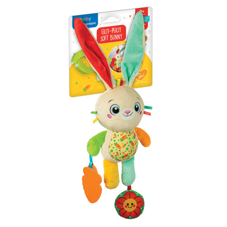 Baby Clementoni Βρεφικό Λούτρινο Λαγουδάκι Βόλτας με Κλιπ Για 0+ Μηνών