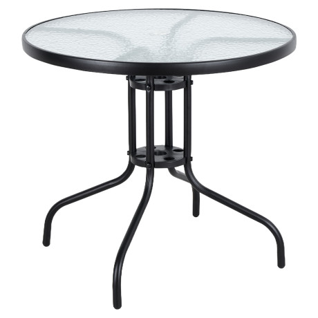 Τραπέζι Κήπου ArteLibre EARTH Μαύρο Μέταλλο/Γυαλί Φ80x70cm