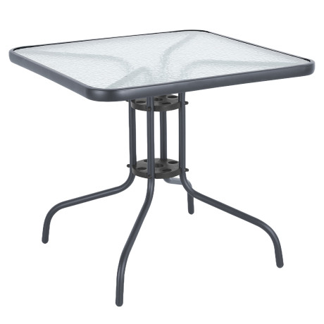 Τραπέζι Κήπου ArteLibre MARS Γκρι Μέταλλο/Γυαλί 80x80x70cm