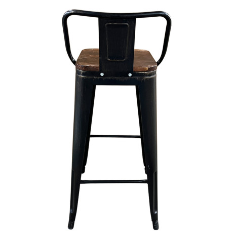 Σκαμπό Bar ArteLibre Βιομηχανικού Τύπου Vintage MOLERO II Μαύρο Αντικέ/Καφέ Μέταλλο/Ξύλο 44x44x94cm