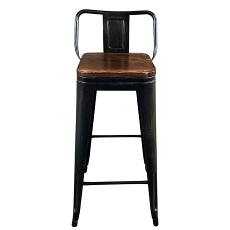 Σκαμπό Bar ArteLibre Βιομηχανικού Τύπου Vintage MOLERO II Μαύρο Αντικέ/Καφέ Μέταλλο/Ξύλο 44x44x94cm