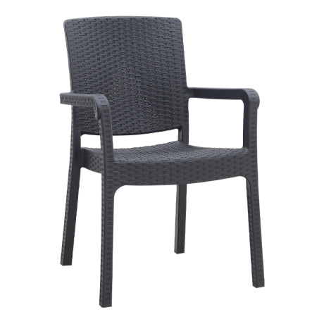 Πολυθρόνα Κήπου Πολυπροπυλενίου με Πλέξη Ραττάν Χρώμα Μαύρο 56x60x86,5εκ.