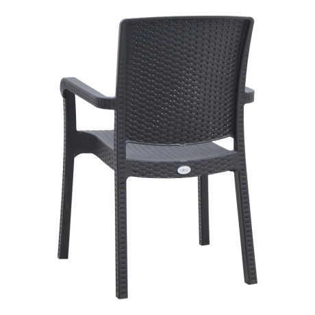 Πολυθρόνα Κήπου Πολυπροπυλενίου με Πλέξη Ραττάν Χρώμα Μαύρο 56x60x86,5εκ.