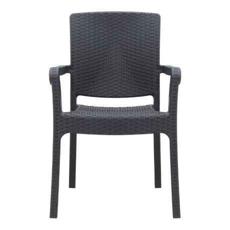 Πολυθρόνα Κήπου Πολυπροπυλενίου με Πλέξη Ραττάν Χρώμα Μαύρο 56x60x86,5εκ.