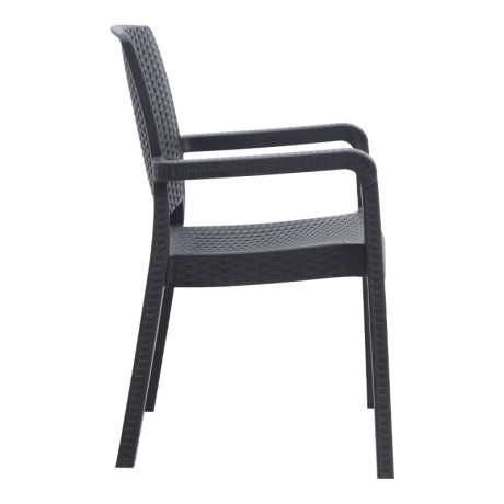 Πολυθρόνα Κήπου Πολυπροπυλενίου με Πλέξη Ραττάν Χρώμα Μαύρο 56x60x86,5εκ.