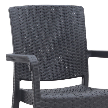 Πολυθρόνα Κήπου Πολυπροπυλενίου με Πλέξη Ραττάν Χρώμα Μαύρο 56x60x86,5εκ.