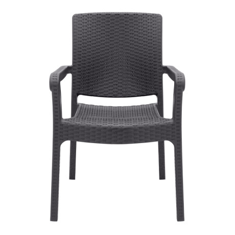 Πολυθρόνα Κήπου Πολυπροπυλενίου με Πλέξη Ραττάν Χρώμα Καφέ 56x60x86,5εκ.