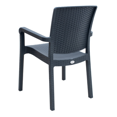 Πολυθρόνα Κήπου Πολυπροπυλενίου με Πλέξη Ραττάν Χρώμα Γκρι 56x60x86,5εκ.