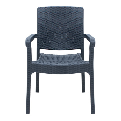 Πολυθρόνα Κήπου Πολυπροπυλενίου με Πλέξη Ραττάν Χρώμα Γκρι 56x60x86,5εκ.