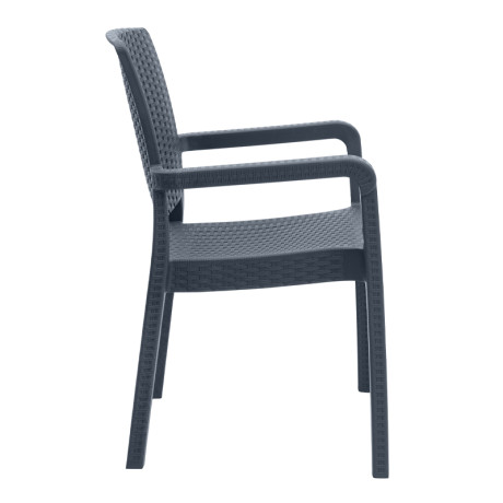 Πολυθρόνα Κήπου Πολυπροπυλενίου με Πλέξη Ραττάν Χρώμα Γκρι 56x60x86,5εκ.