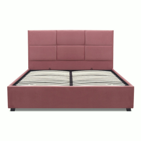 Κρεβάτι Kingston Megapap Βελούδινο με Αποθηκευτικό Χώρο Χρώμα Σάπιο Μήλο 160x200εκ.