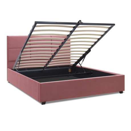 Κρεβάτι Kingston Megapap Βελούδινο με Αποθηκευτικό Χώρο Χρώμα Σάπιο Μήλο 160x200εκ.