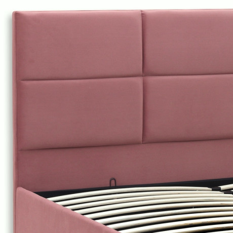 Κρεβάτι Kingston Megapap Βελούδινο με Αποθηκευτικό Χώρο Χρώμα Σάπιο Μήλο 160x200εκ.