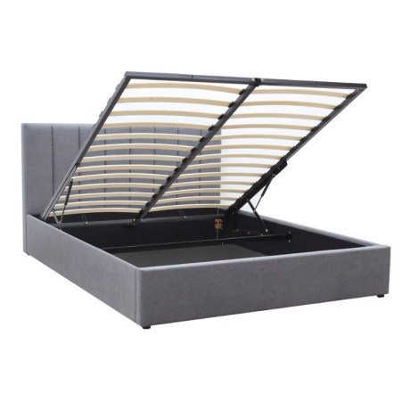Κρεβάτι Renata Megapap Υφασμάτινο με Αποθηκευτικό Χώρο Χρώμα Γκρι 150x200εκ.