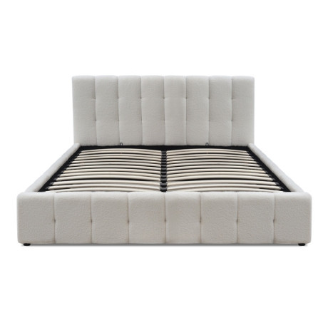 Κρεβάτι Norah Megapap Μπουκλέ Ύφασμα με Αποθηκευτικό Χώρο Χρώμα Ivory 160x200εκ.