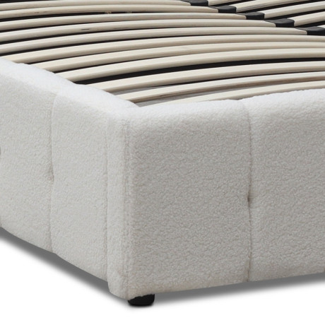 Κρεβάτι Norah Megapap Μπουκλέ Ύφασμα με Αποθηκευτικό Χώρο Χρώμα Ivory 160x200εκ.