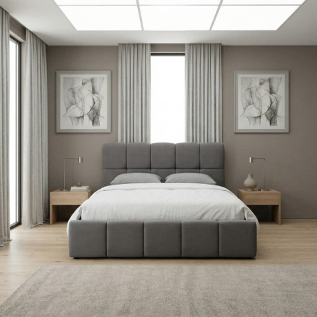 Κρεβάτι Elora Megapap Βελούδινο με Αποθηκευτικό Χώρο Χρώμα Γκρι 160x200εκ.