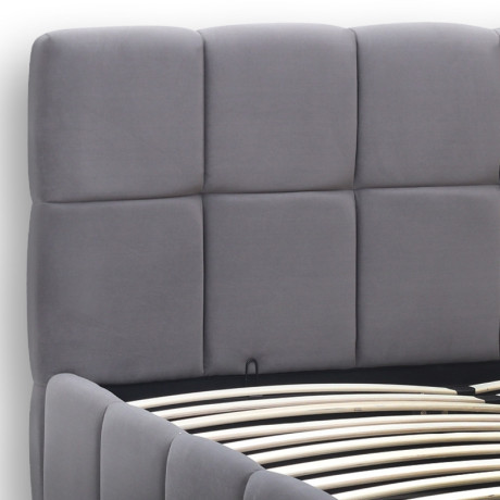 Κρεβάτι Elora Megapap Βελούδινο με Αποθηκευτικό Χώρο Χρώμα Γκρι 160x200εκ.