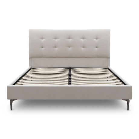 Κρεβάτι Mirel Megapap Υφασμάτινο Χρώμα Ανοιχτό Μπεζ 160x200εκ.