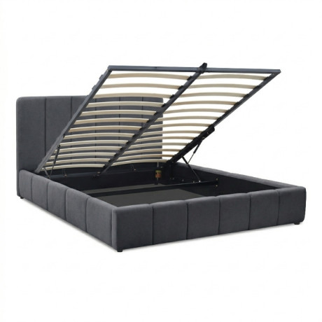 Κρεβάτι Nival Megapap Υφασμάτινο με Αποθηκευτικό Χώρο Χρώμα Ανθρακί 160x200εκ.