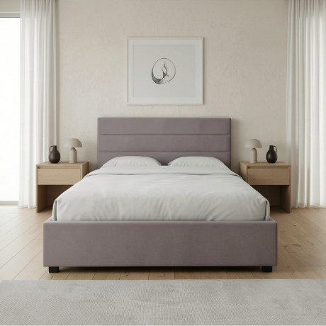 Κρεβάτι Olmo Megapap Βελούδινο με Αποθηκευτικό Χώρο Χρώμα Γκρι 150x200εκ.