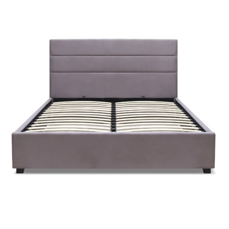 Κρεβάτι Olmo Megapap Βελούδινο με Αποθηκευτικό Χώρο Χρώμα Γκρι 160x200εκ.