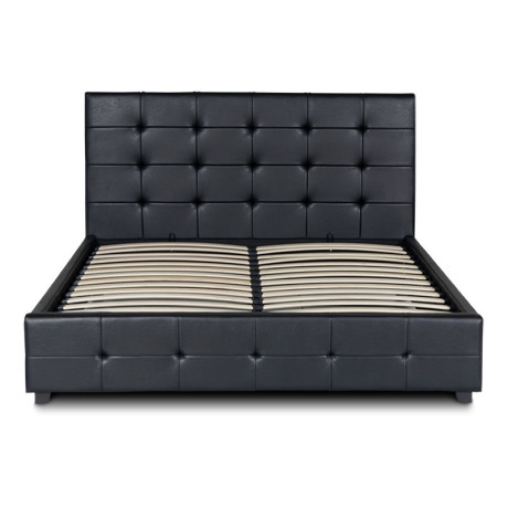Κρεβάτι iro Megapap από Τεχνόδερμα με Αποθηκευτικό Χώρο Χρώμα Μαύρο 150x200εκ.