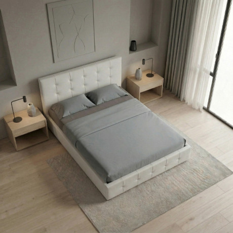 Κρεβάτι iro Megapap από Τεχνόδερμα με Αποθηκευτικό Χώρο Χρώμα Λευκό 150x200εκ.