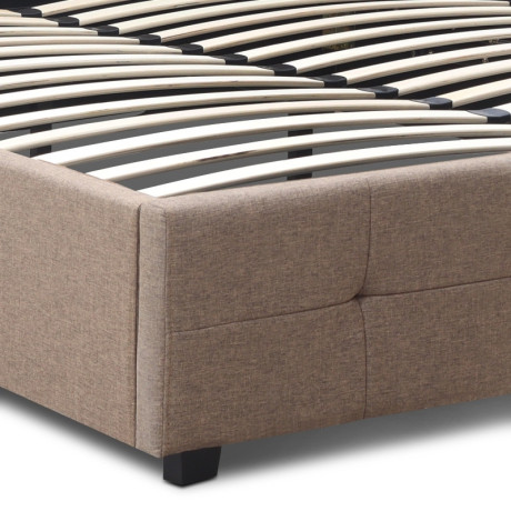 Κρεβάτι iro Megapap Υφασμάτινο με Αποθηκευτικό Χώρο Χρώμα Μπεζ - Καφέ 150x200εκ.